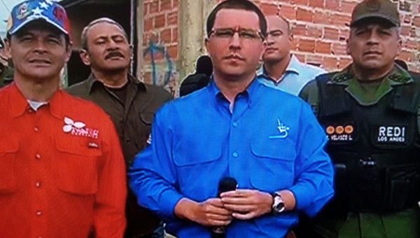 Vice-president Jorge Arreaza at the Venezuelan border to Colombia in Táchira