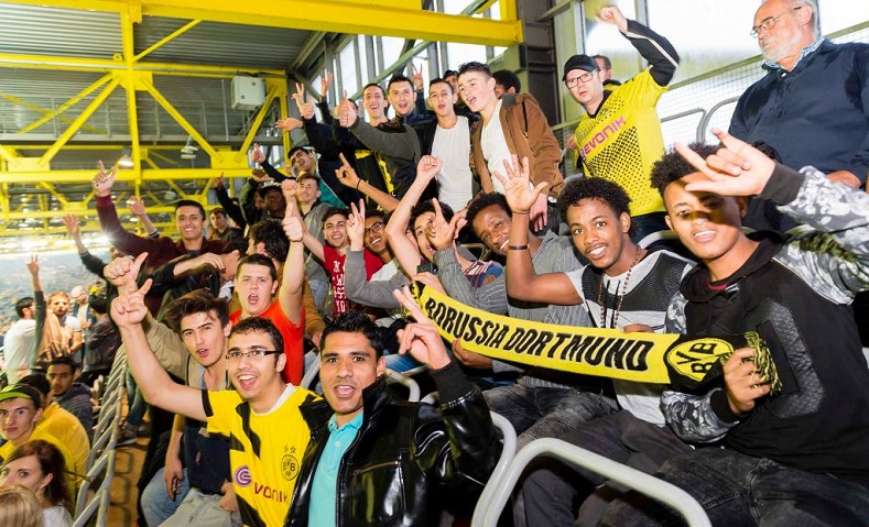 Borussia Dortmund invited 220 refugees to watch their Europa League game against Norwegian team Odds Ballklubb, which the German team won 7-2.
