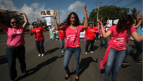 Nicaraguan women protesting last October to demand that therapeutic abortion be legal again in the country.