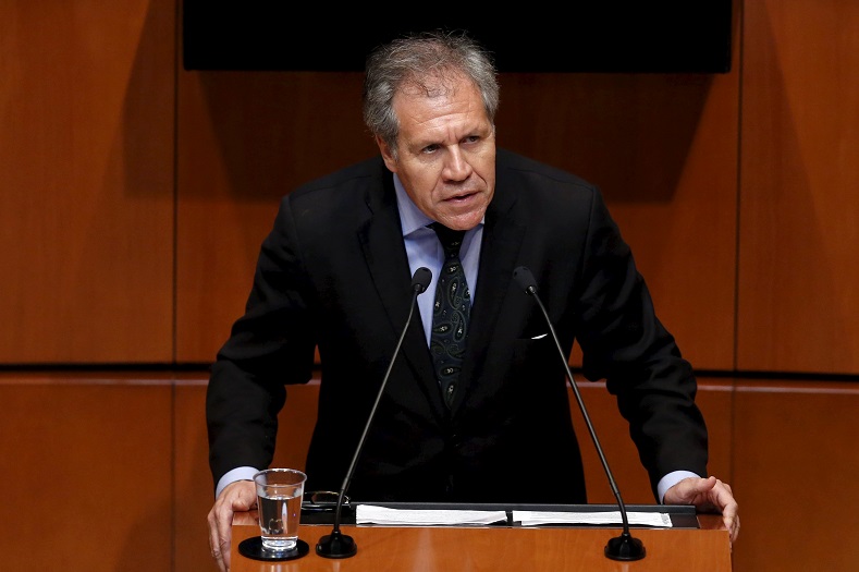Organization of American States (OAS) Secretary General Luis Almagro gives a speech during a plenary session of Mexico's Senate in Mexico City, September 8, 2015.