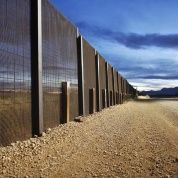 The Arizona-Mexico border fence near Naco, Arizona.