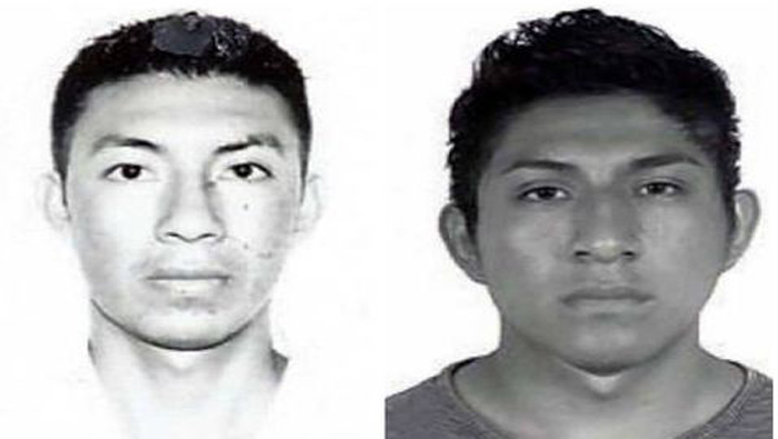 Student Jhosivani Guerrero de la Cruz (L) next to Alexander Mora Venancio (R), whose remains were identified in December.