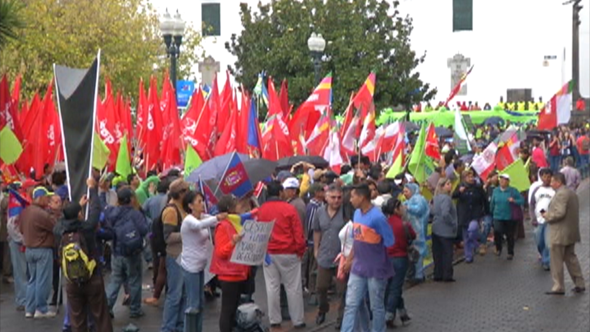Government supporters held a vigil for democracy in front of the Carondelet presidential palace.