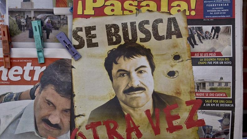 A wanted poster for Mexican drug lord Joaquin “El Chapo” Guzman.
