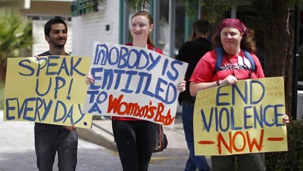 University of California, Santa Barbara students protesting against sexual violence and hate crimes in 2014. 