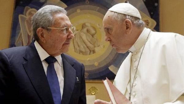 President Raul Castro and Pope Francis during the pontiff's visit to the Caribbean island. They are both in New York now.