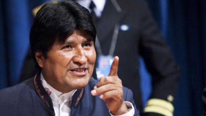 Bolivia's President Evo Morales speaks to the media after the 64th plenary meeting of the General Assembly 67th session marking the global launch of the International Year of Quinoa at UN headquarters in New York.