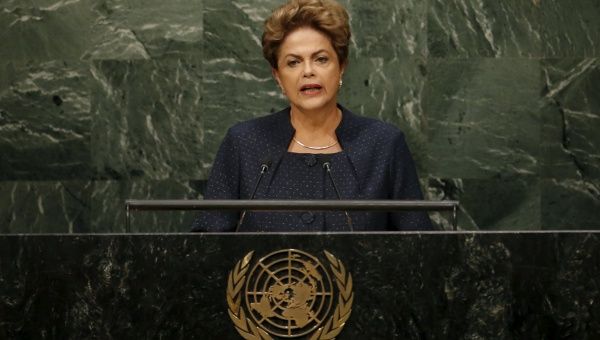 Brazilian President Dilma Rousseff addresses the United Nations Sustainable Development Summit Sept. 27, 201. 