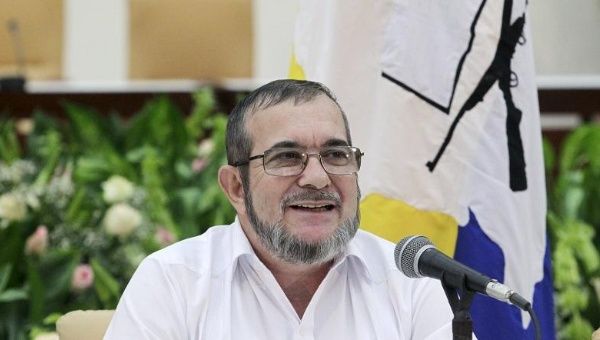 FARC leader Timoleon Jimenez, better known by the nom de guerre Timochenko, speaks to the media in Havana, Sept. 23, 2015.