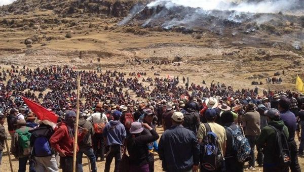 Thousands protested mining project Las Bambas, and police responded with gunfire, killing at least three and injuring 17.