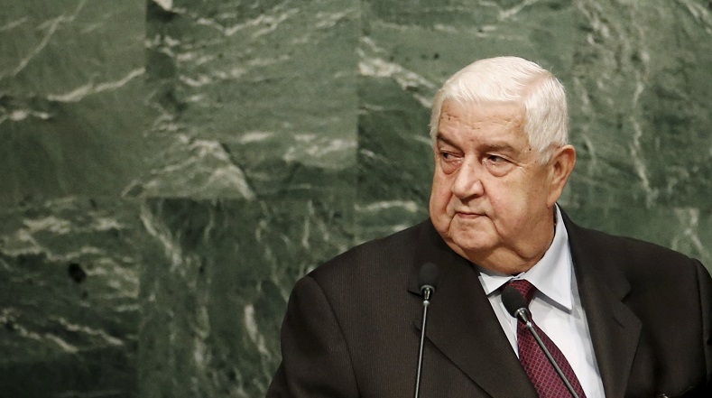 Syria's foreign minister Walid al-Moualem concludes his address to the 70th session of the United Nations General Assembly at U.N. Headquarters in New York, Oct. 2, 2015.