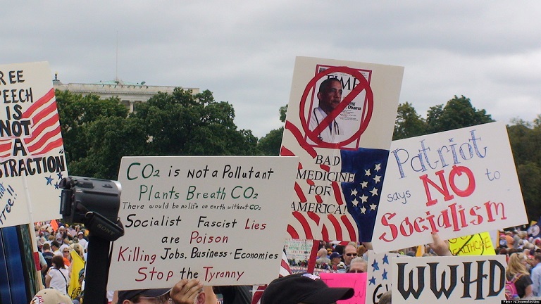 Climate change deniers protest in Washington.