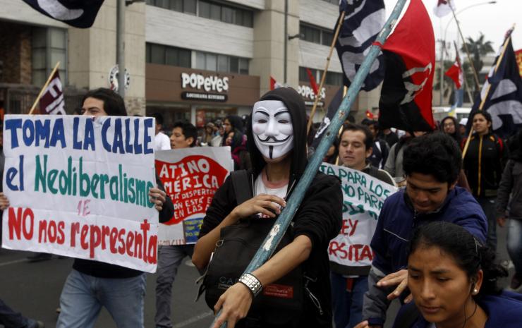 Peruvians protest two years of Ollanta Humala's reign as president July 27, 2013.