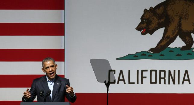 U.S. President Barack Obama speaks at a Democratic fundraiser in San Francisco October 10, 2015.