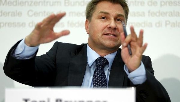 Swiss People's Party President Toni Brunner gestures during a news conference on the asylum politics in Bern, Switzerland, May 26, 2015.