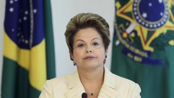 Brazilian President Dilma Rousseff  at the Planalto Palace in Brasilia.