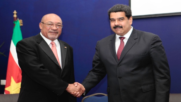 Desi Bouterse and Nicolas Maduro made the announcement in Surinam on Oct. 16, 2015.