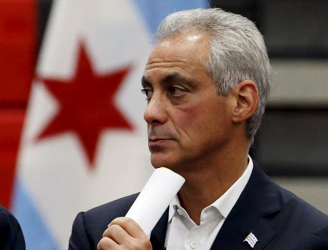 Chicago Mayor Rahm Emanuel was addressing the police association as protesters rallied outside.