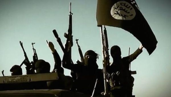 Islamic State militants celebrate