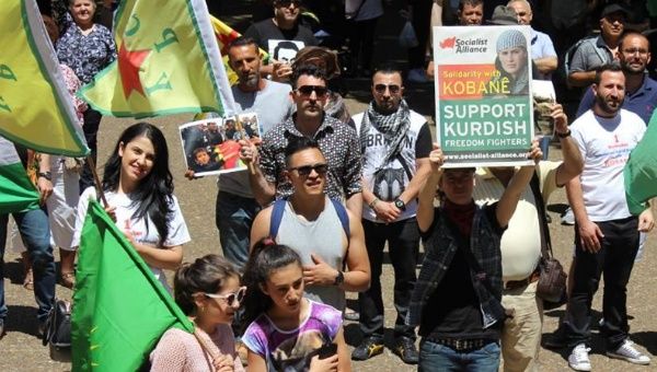 Hundreds of supporters of Syrian Kurds rallied in Sydney, Australia. Similar rallies have taken place in over 400 cities across the world.
