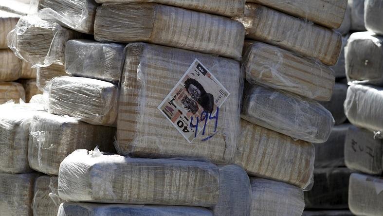 Packages of seized marijuana are seen at the site of a passageway in Tijuana, Mexico, Oct. 24, 2015.