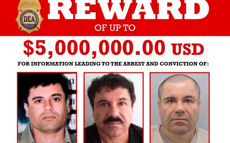 The DEA has a bounty of US$5 million for information leading to the arrest of Joaquin 