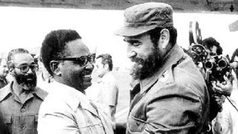 Fidel Castro next to Angolan president Agostinho Neto