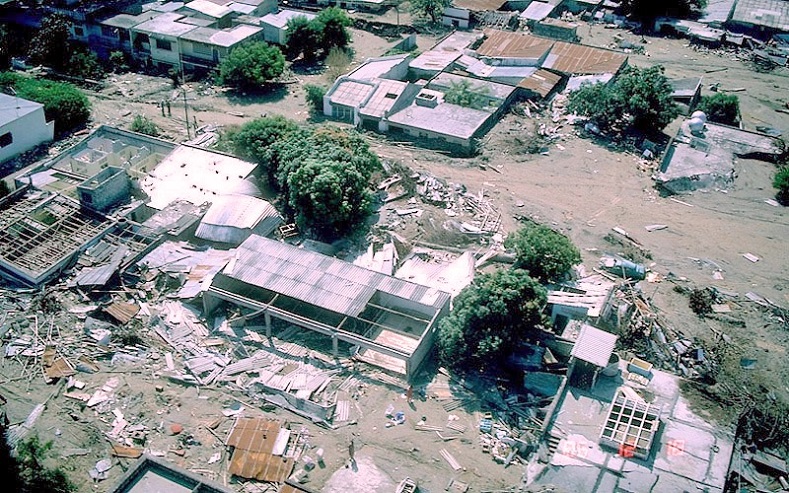 Only a few structures were left standing in Armero after the eruption.