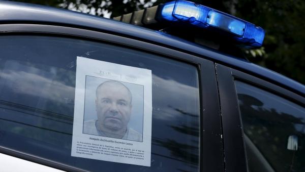 A wanted poster of 'El Chapo' Guzman, one of the most wanted criminals in Mexico and around the world.