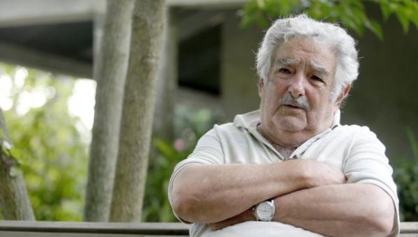Uruguay's President Jose Mujica reacts during an interview at his farm in the outskirts of Montevideo, Feb. 25, 2015.