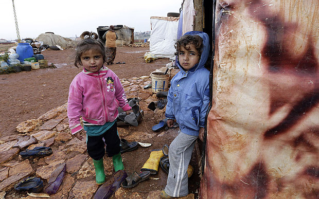 Syrian children at a refugee camp in Lebanon.