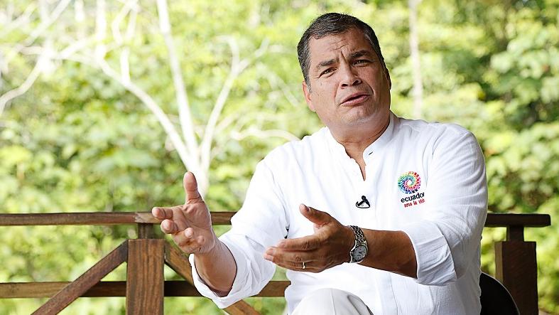 Ecuadorean President Rafael Correa told local media in the city of Lago Agrio that he was confident that whoever ran on behalf of the ruling party for president would defeat the opposition, Nov. 20, 2015.