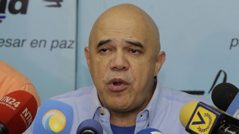 Jesus Torrealba, head of the Venezuelan opposition coalition, addresses the media in an archive photo.