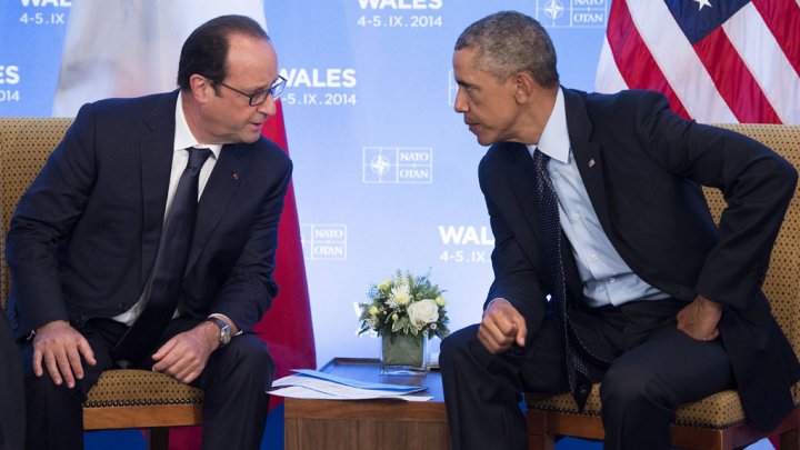 Presidents Francois Hollande and Barack Obama at the NATO summit in the U.K. last year.