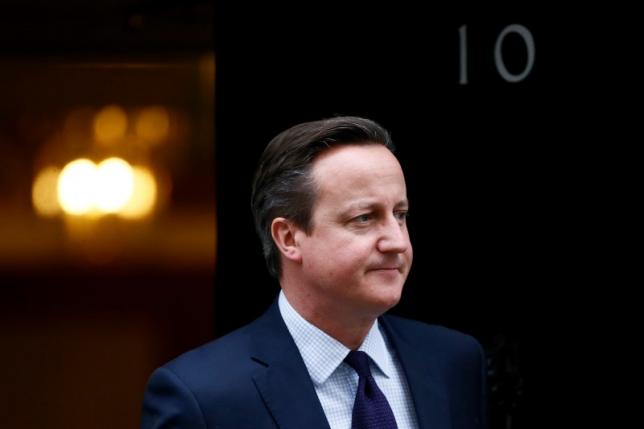 Britain's Prime Minister David Cameron waits to greet his Slovenian counterpart Miro Cerar at Number 10 Downing Street Nov. 19, 2015.