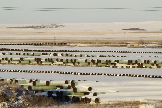 A depot used to store pipes for Transcanada Corp's planned Keystone XL oil pipeline.