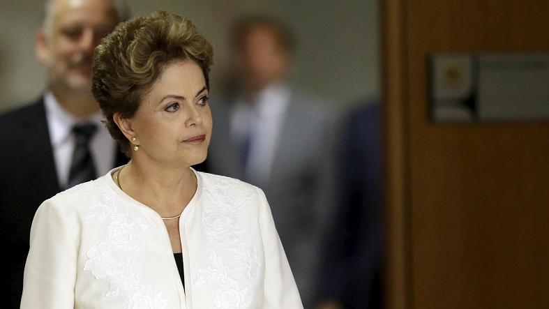 Brazil's President Dilma Rousseff arrives for a news conference at the Planalto Palace, in Brasilia, Brazil December 2, 2015.