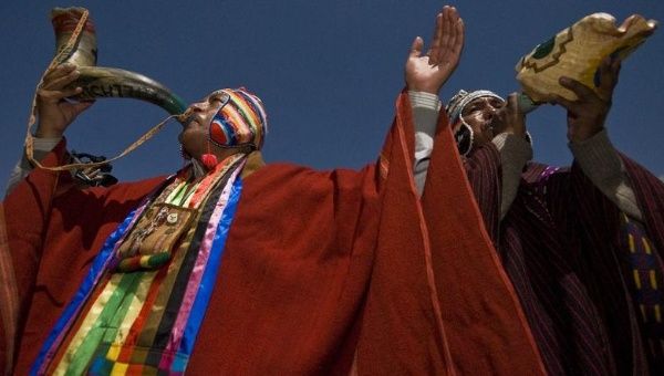 Indigenous people from Latin America attend a gathering of indigenous communities in La Paz, Bolivia in 2007.
