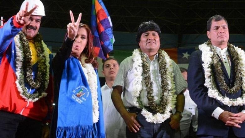 Bolivian President Evo Morales, Venezuelan President Nicolas Maduro, former Argentine President Cristina Fernandez, and Ecuadorean President Rafael Correa
