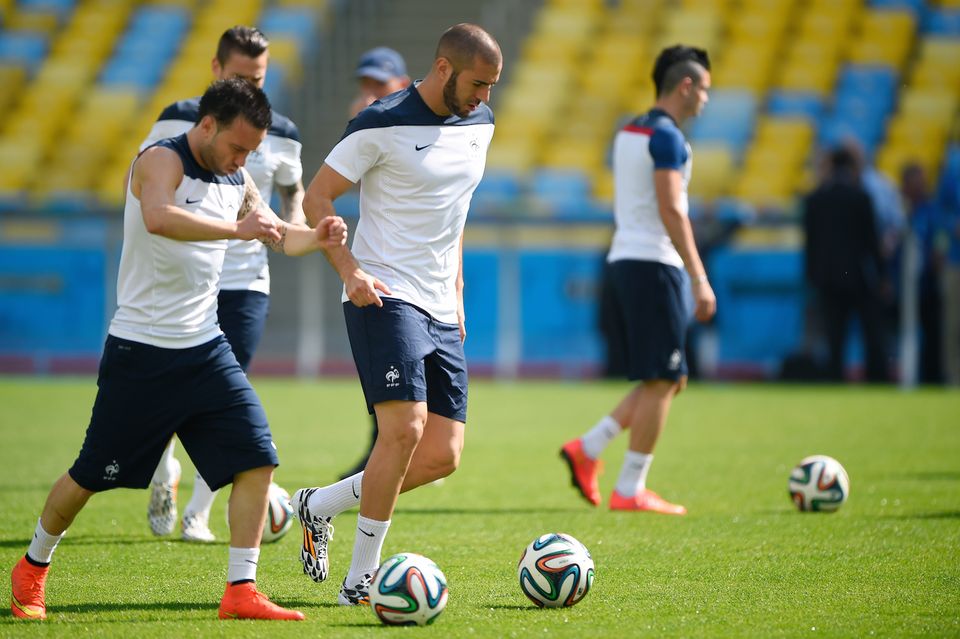 Mathieu Valbuena and Karim Benzema training for the World Cup in 2014.