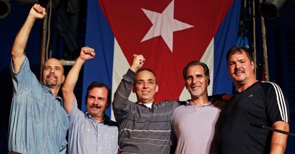 The Cuban Five (from left to right) Gerardo Hernandez, Fernando Gonzalez, Antonio Guerrero, Rene Gonzalez, Ramon Labañino.