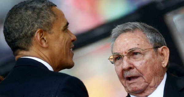 Barack Obama and Raul Castro on the sidelines of April's Summit of the Americas.