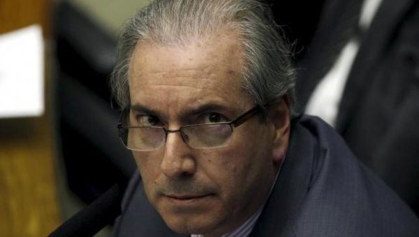 President of Brazil's Chamber of Deputies Eduardo Cunha participates in a session of the chamber in Brasilia, Brazil, Sept. 22, 2015.