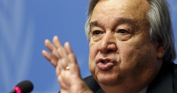 Antonio Guterres, United Nations High Commissioner for Refugees (UNHCR) addresses a news conference at the United Nations in Geneva, Switzerland.