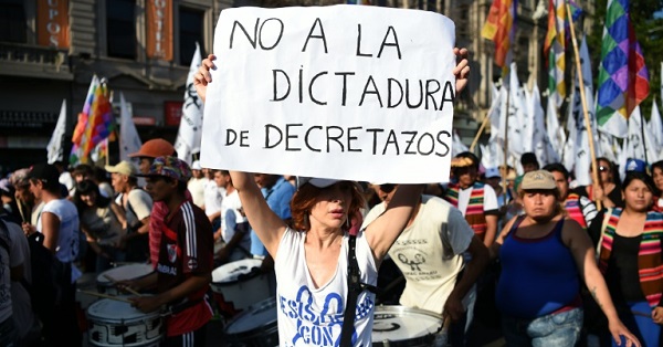 Argentines protest against President Mauricio Macri over changes to the Media Law in Buenos Aires on Dec. 17, 2015.