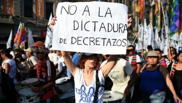 Argentines protest against President Mauricio Macri over changes to the Media Law in Buenos Aires on Dec. 17, 2015.