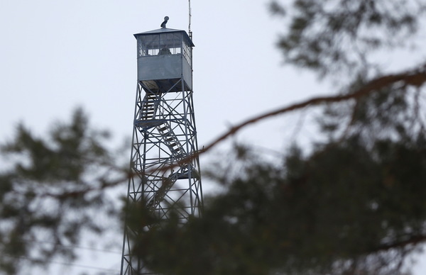 A watch tower is manned at the Malheur National Wildlife Refuge near Burns, Oregon, Jan. 3, 2016.