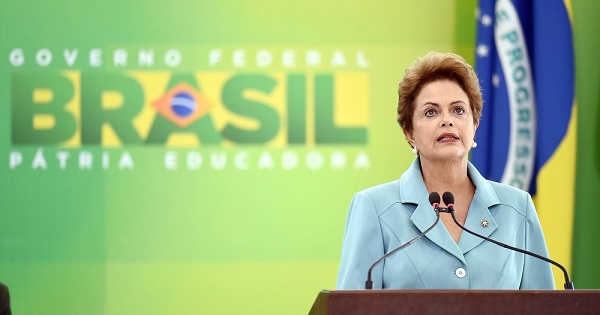 President Dilma Rousseff delivers a speech in Brasilia on May 8, 2015.