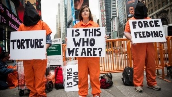 File photo of activists protesting against the Guantanamo Bay site.