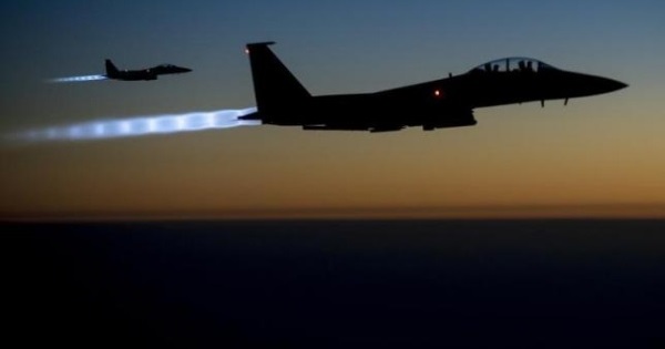U.S. Air Force F-15E Strike Eagles fly over Iraq after conducting airstrikes in Syria, in this U.S. Air Force handout photo taken early in the morning of Sep. 23, 2014.